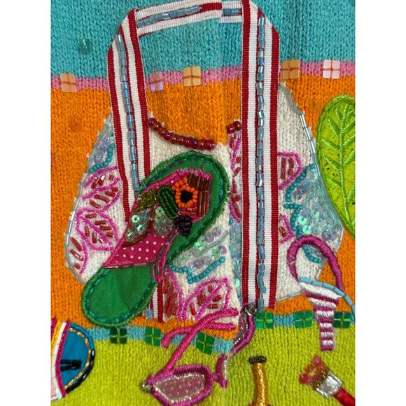 Design Options by Philip and Jane Gordon Small Beach Sweater W Beads & Sequins - Picture 13 of 15